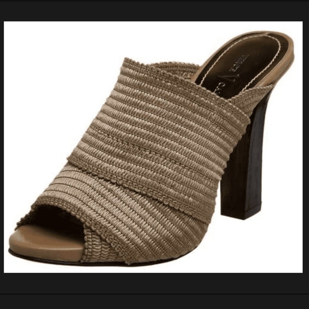 Vince Camuto Tan Woven Mules